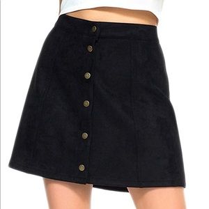 3 Faux Suedette Button Closure Plain A-Line Skirt